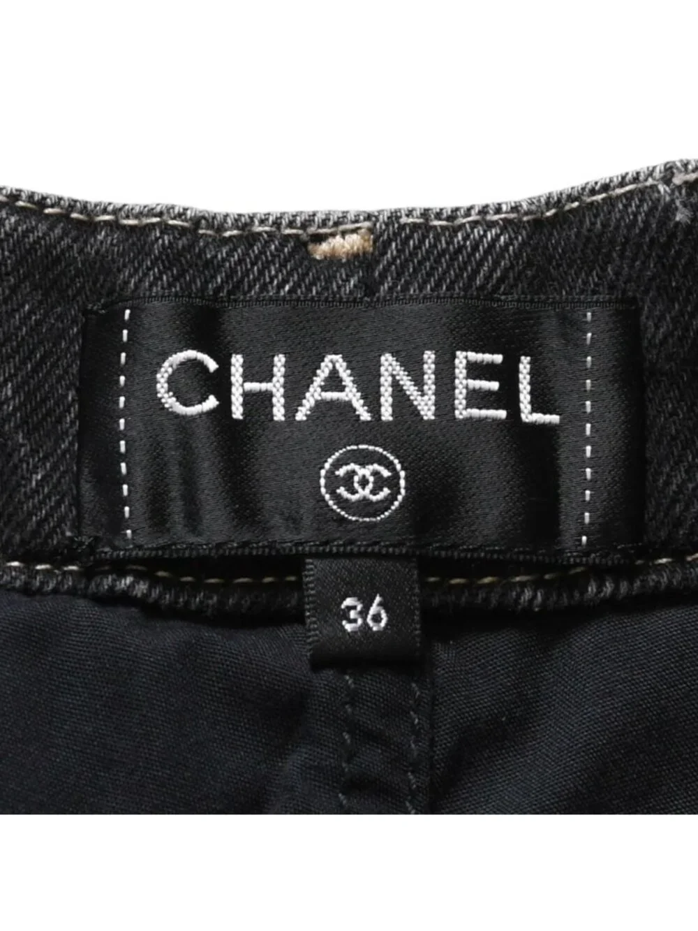 Chanel Denim Shorts Skirt Black